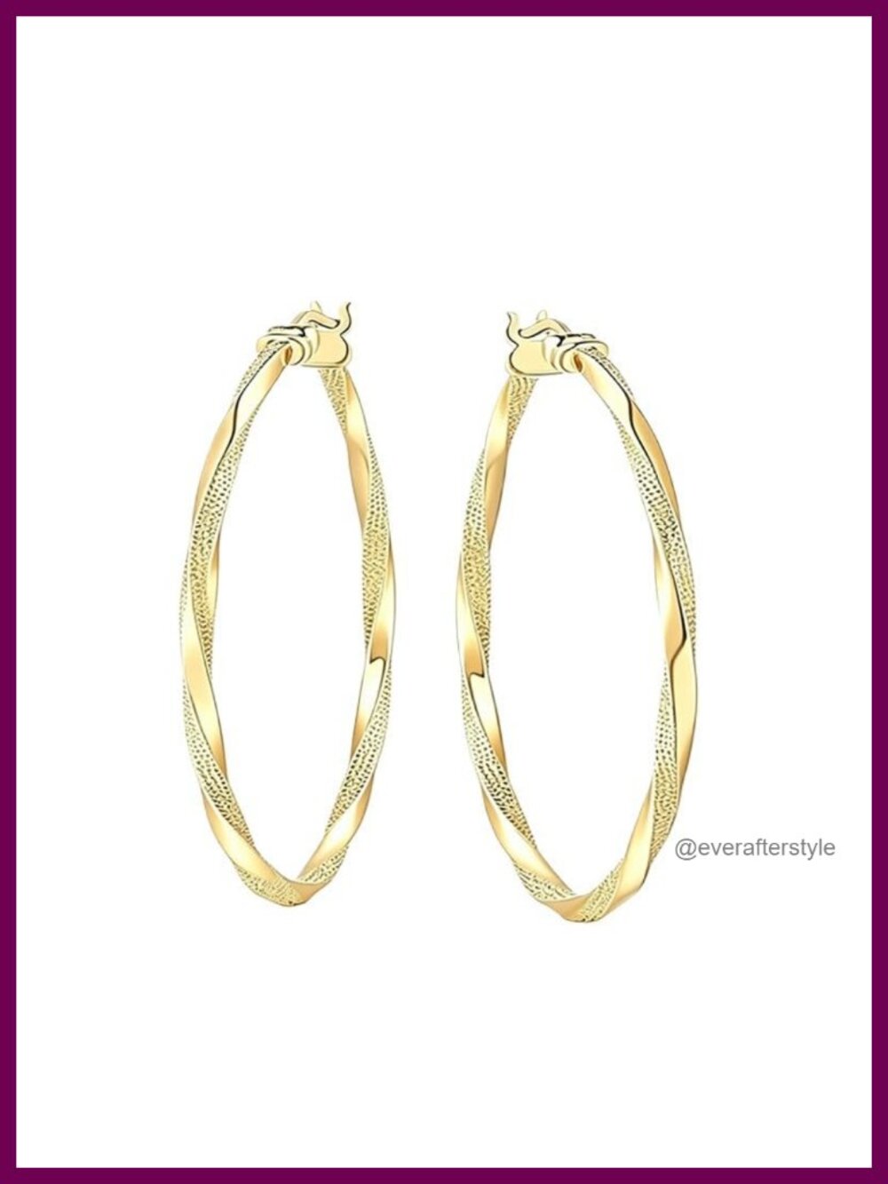 14K Gold Plated Twisted Hoop Earrings Lightweight Hypoallergenic Women's